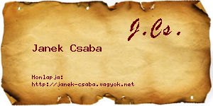 Janek Csaba névjegykártya